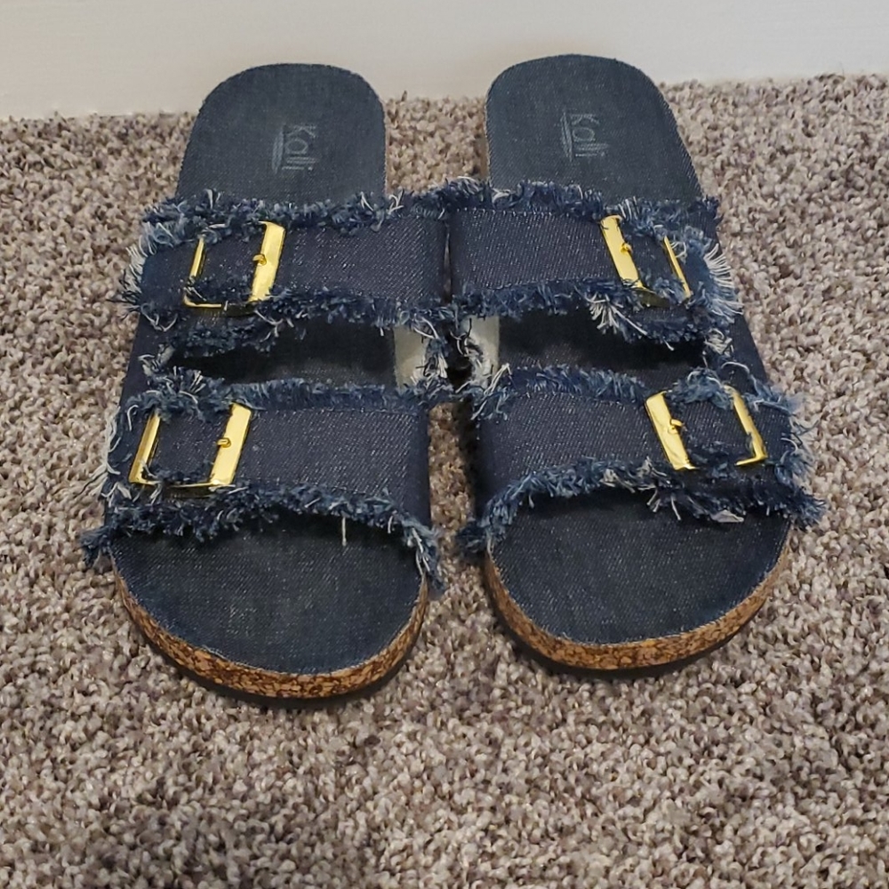 Denim Slide Sandals